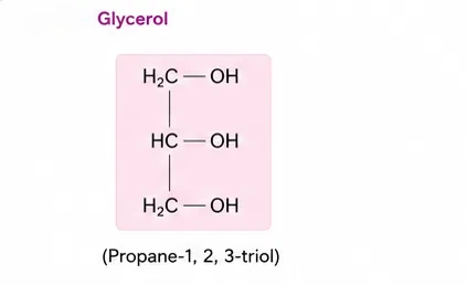 Structural formula of glycerol with three carbons each bearing an OH group, propane-1,2,3-triol