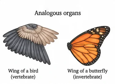 A bird wing with feathers beside a butterfly wing with scales