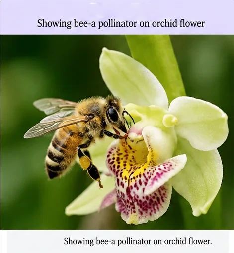 A bee visiting a spotted orchid flower