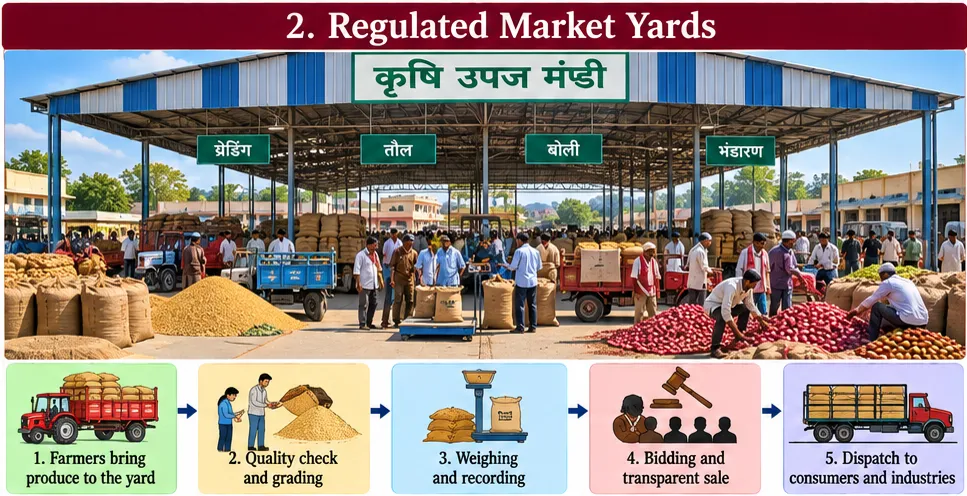 नियोजन और कृषि: विनियमित कृषि उपज मंडी की कार्य-प्रक्रिया